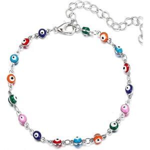4408 8" Fashion Religious Turkish Eye Anklet Silver Color Chain Evil Eye Anklets